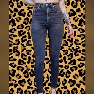 Agolde studed skinny jeans metal punk highrise distressed